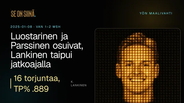 Luostarinen ja Parssinen osuivat, Lankinen taipui jatkoajalla. K. Lankinen. VAN 1–2 WSH