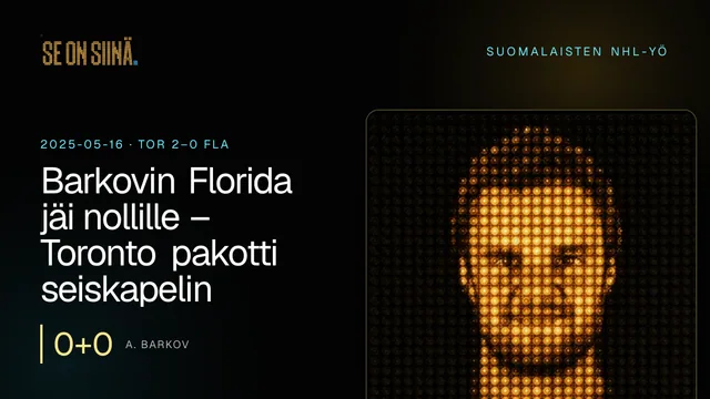 Barkovin Florida jäi nollille – Toronto pakotti seiskapelin. A. Barkov. TOR 2–0 FLA